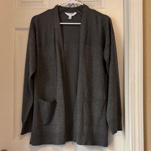 Time and Tru Charcoal Open Front Cardigan